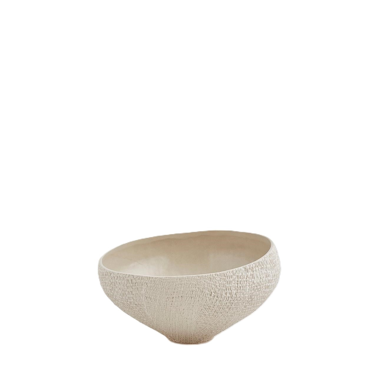 Ciotola in Ceramica Trama Tessuto Beige D. 30 cm - EDG Enzo De Gasperi