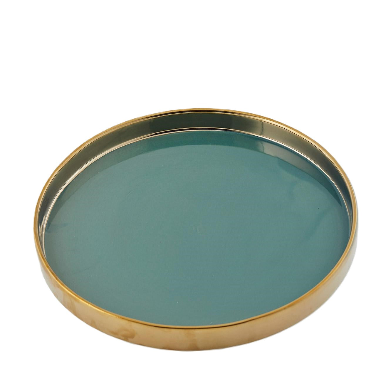Piatto Decorativo in Ceramica Verde con Bordo Oro - EDG Enzo De Gasperi