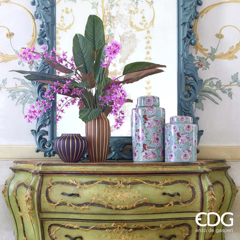 Vaso Ching Rose con Coperchio Piccolo in Ceramica EDG Enzo De Gasperi