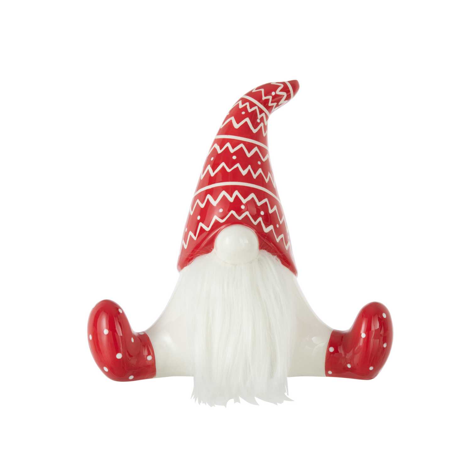 Babbo Natale Seduto in Ceramica Rossa H. 24 cm J-Line by Jolipa