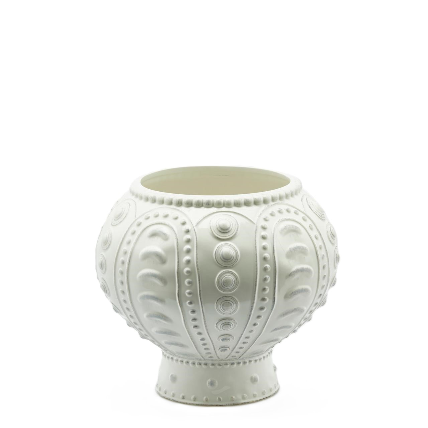 Vaso Atlantis Basso in Ceramica con Ornamenti in Rilievo - EDG Enzo De Gasperi