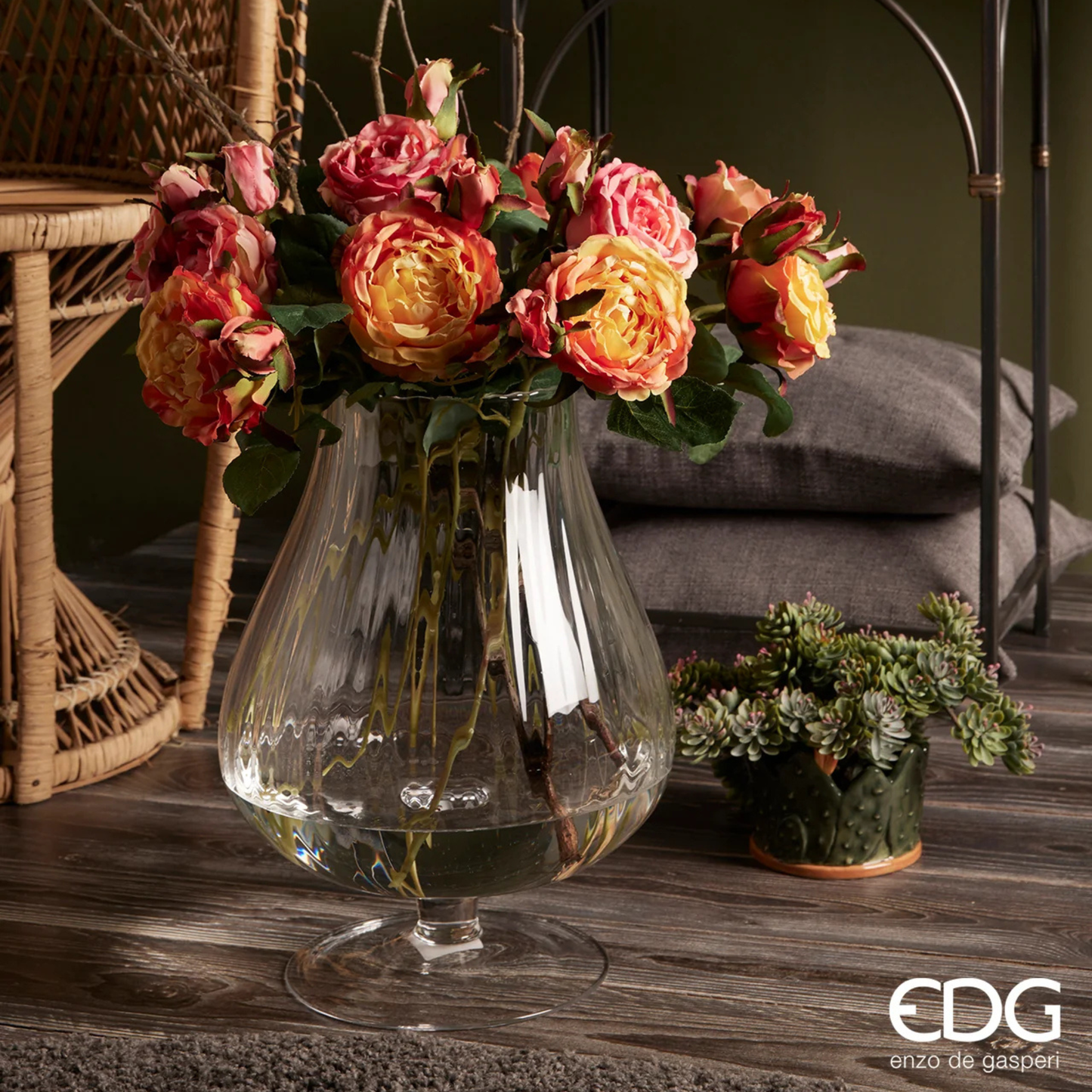 Coppa Optica con Piede in Vetro Naturale h. 30 cm - EDG Enzo De Gasperi