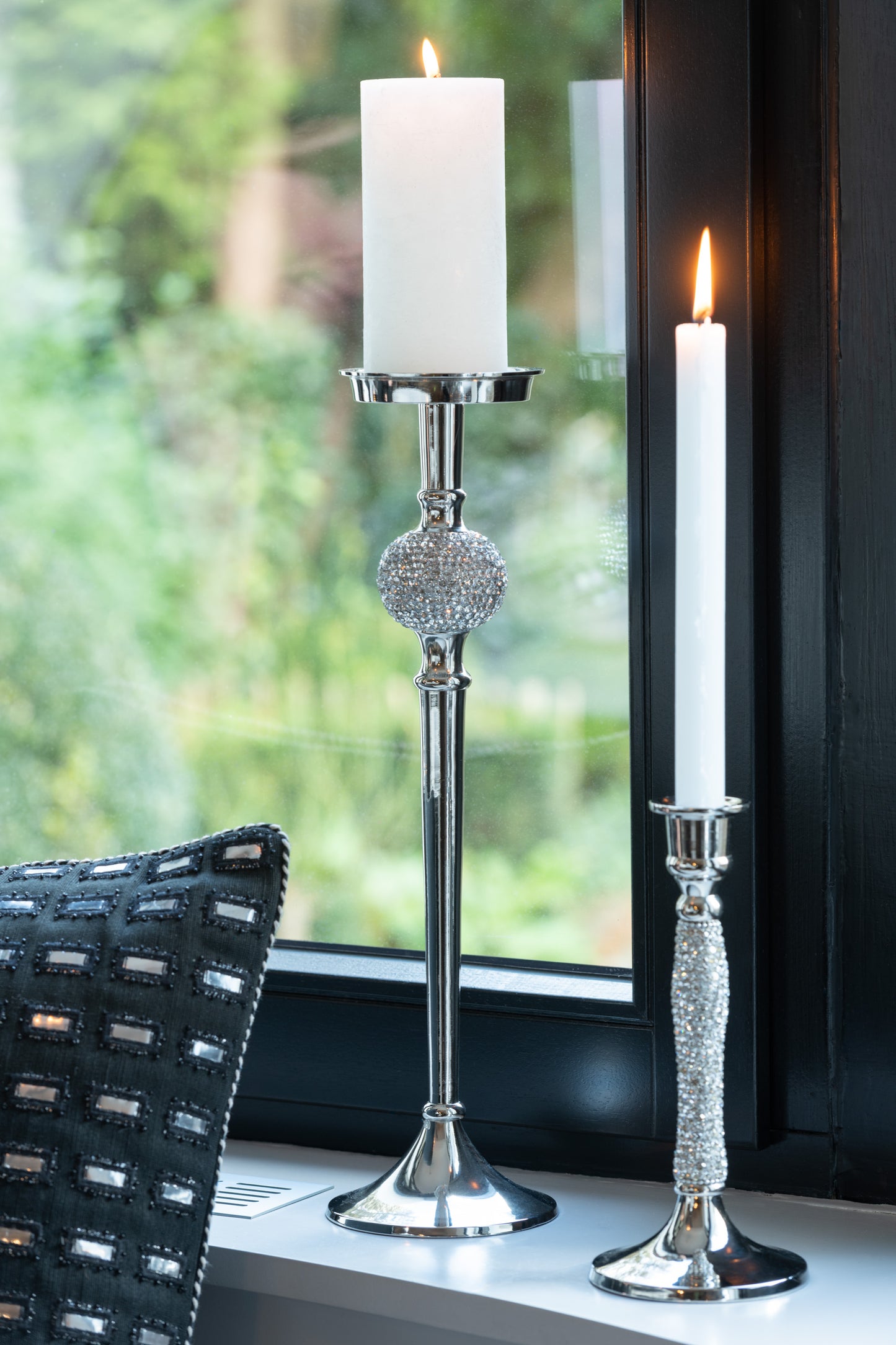 Portacandele Diamante in Alluminio Argentato - J-Line by Jolipa