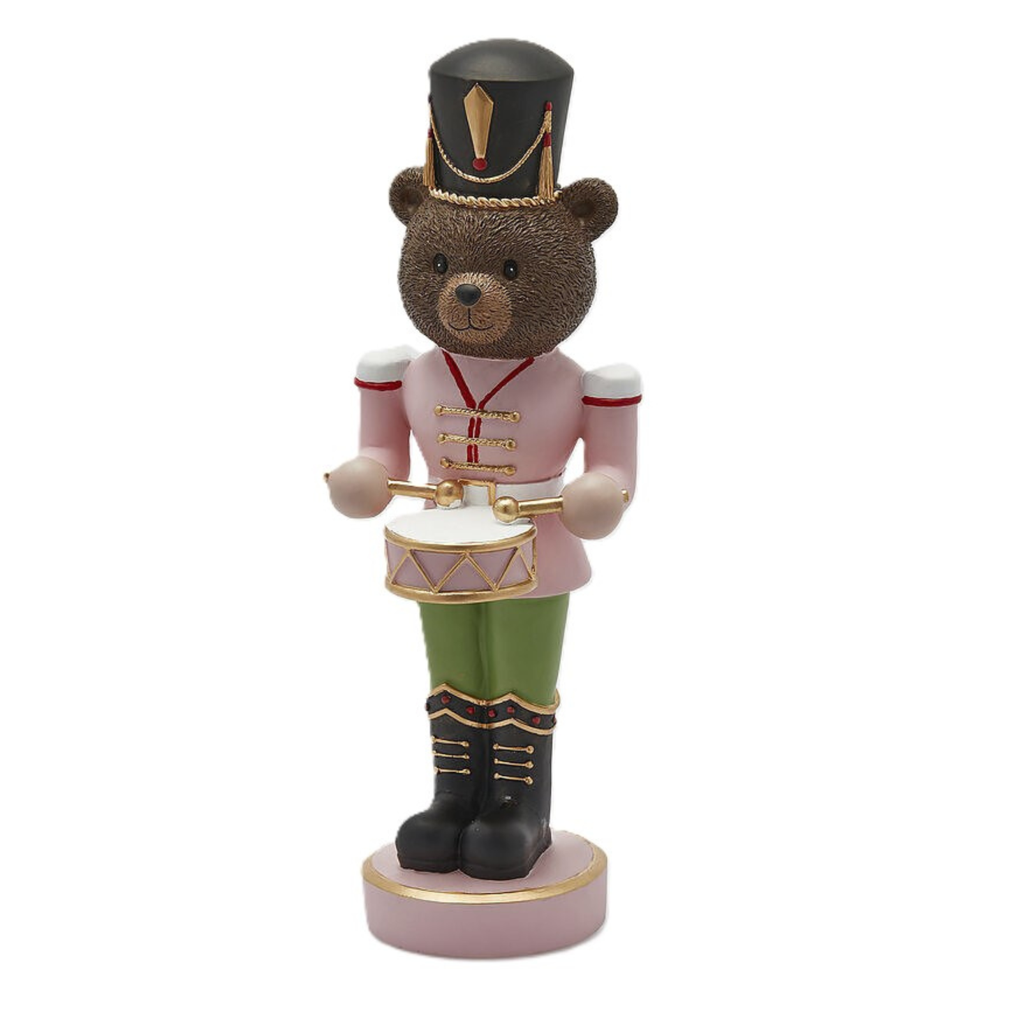 Orso Soldatino con Tamburo H. 40 cm Decorazione Natalizia EDG Enzo De Gasperi
