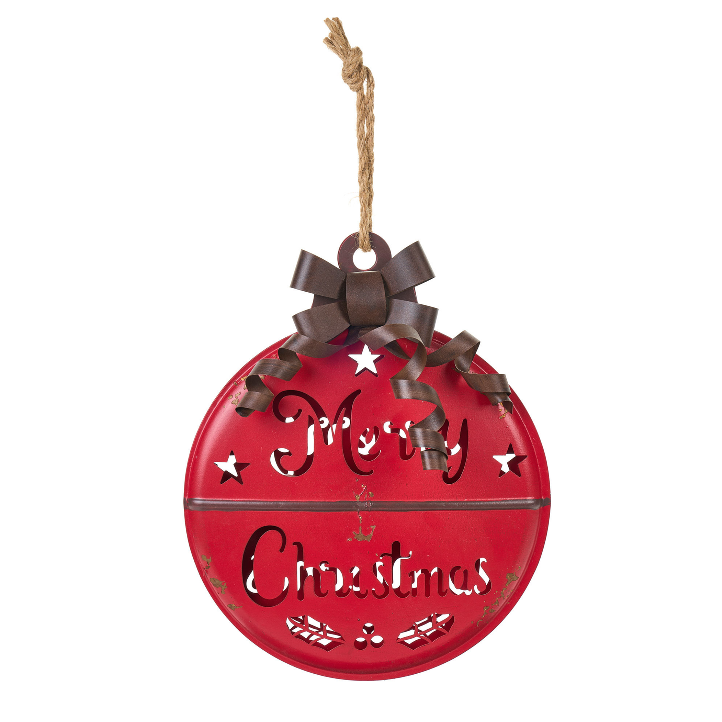 Fuori Porta a Pallina in Metallo Rosso Merry Christmas D. 31 cm Nuvole di Stoffa