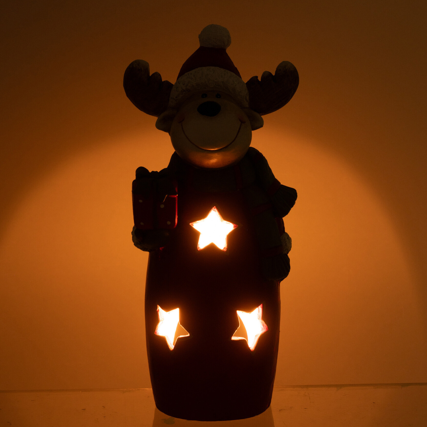 Renna Porta T-Light con Sciarpa e Cappello H. 52 cm J-Line by Jolipa