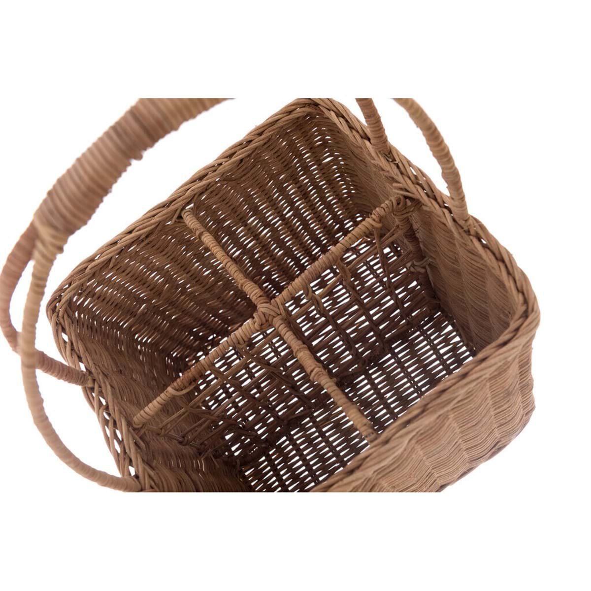 Cestino Porta Bottiglie in Rattan Quadrato con Manici - Blanc Mariclò