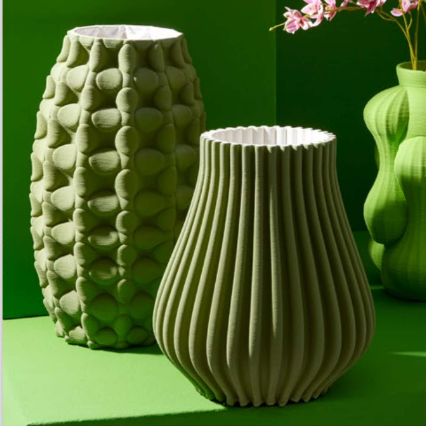 Vaso 3D Goccia in Porcellana Verde Ecosostenibile Ø 25 cm - EDG Enzo De Gasperi