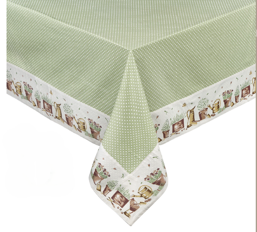 Centro Tavola in Cotone Verde Salvia a Pois Secret Garden 100×100 cm Nuvole di Stoffa