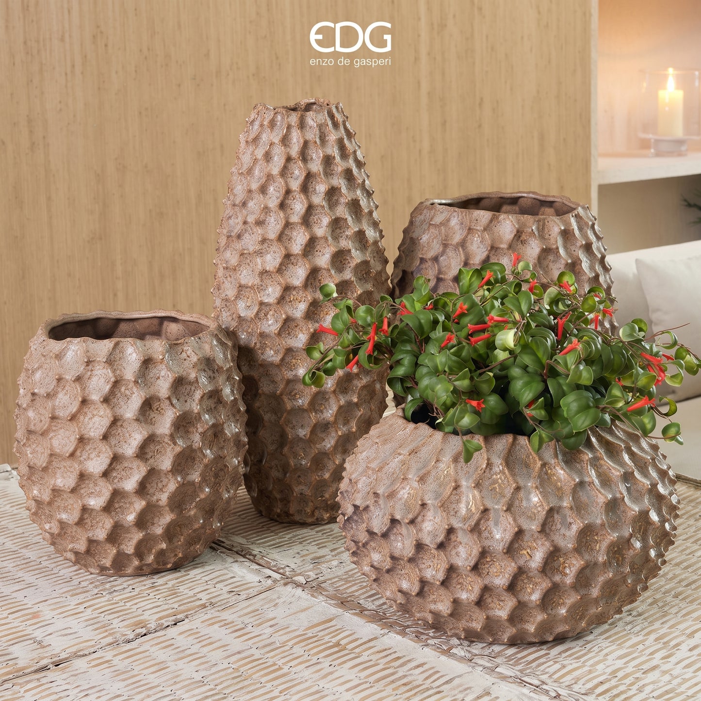Vaso Chakra a Scaglie Basso in Ceramica Artigianale - EDG Enzo De Gasperi