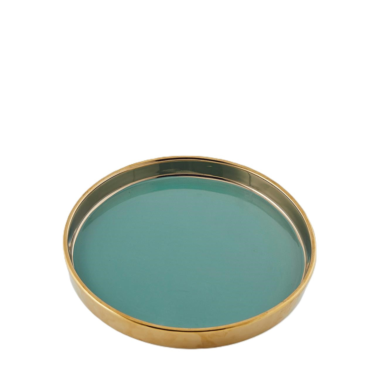 Piatto Decorativo in Ceramica Verde con Bordo Oro - EDG Enzo De Gasperi