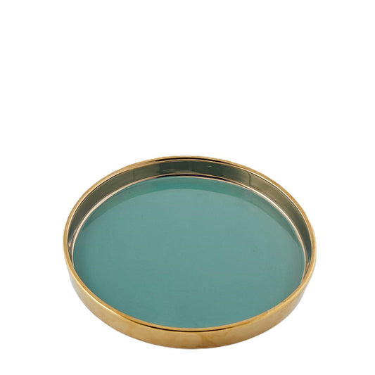 Piatto Decorativo in Ceramica Verde con Bordo Oro - EDG Enzo De Gasperi