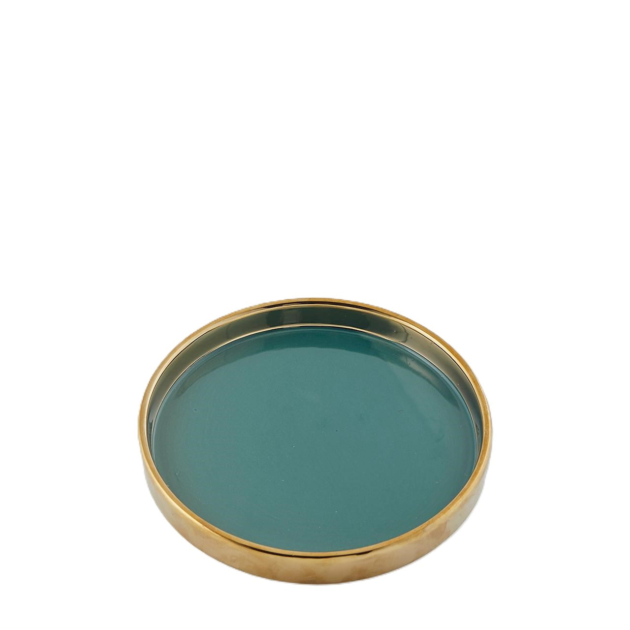 Piatto Decorativo in Ceramica Verde con Bordo Oro - EDG Enzo De Gasperi