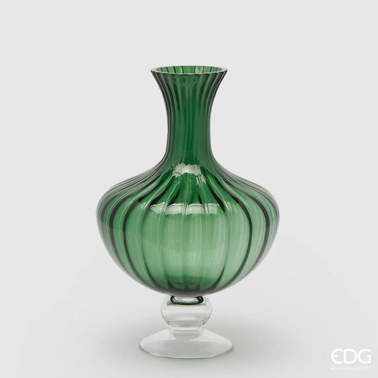 Vaso Anfora Righe in Vetro Verde EDG Enzo De Gasperi