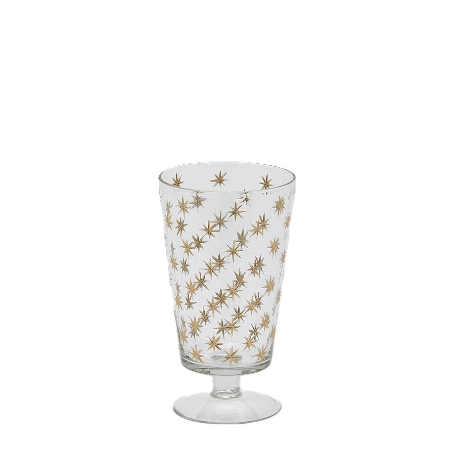Vaso con Piede Svasato in Vetro con Stelline Dorate h. 21 cm - EDG Enzo De Gasperi