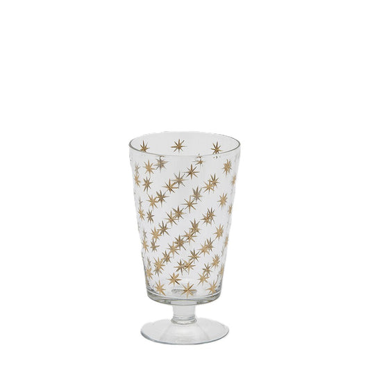 Vaso con Piede Svasato in Vetro con Stelline Dorate h. 21 cm - EDG Enzo De Gasperi