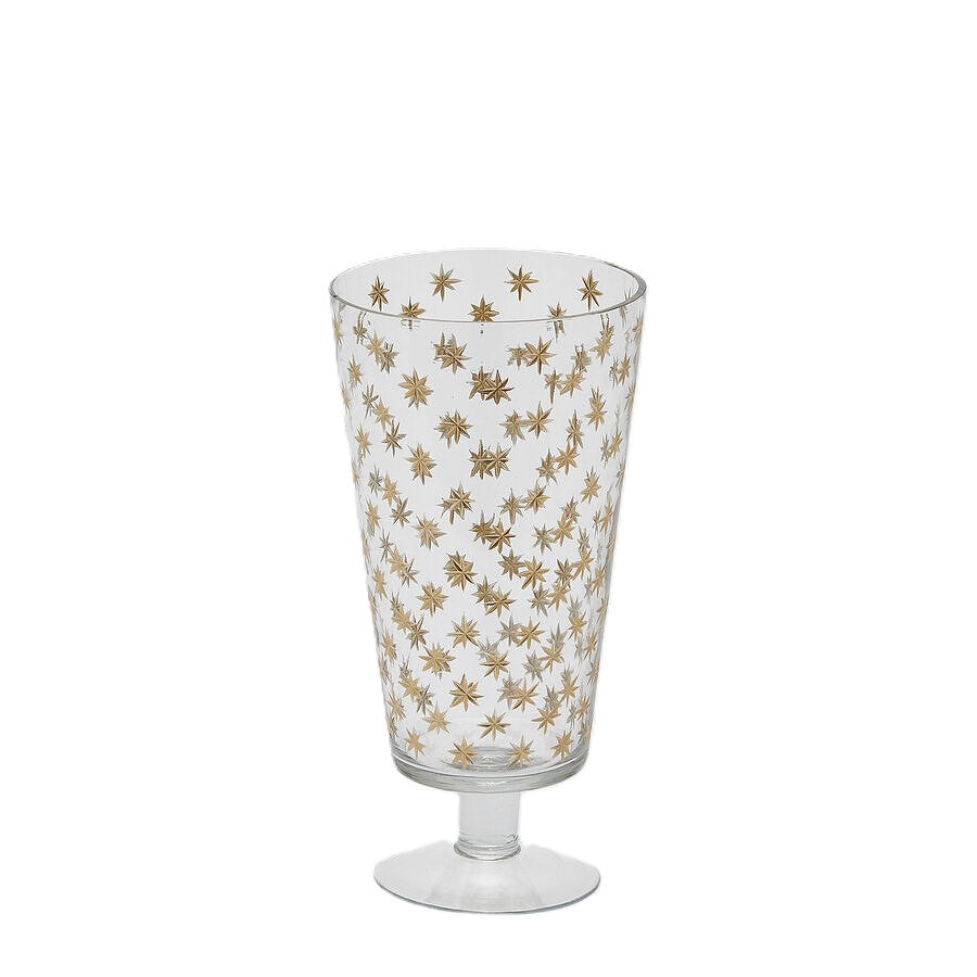 Vaso con Piede Svasato in Vetro con Stelline Dorate h. 27 cm - EDG Enzo De Gasperi