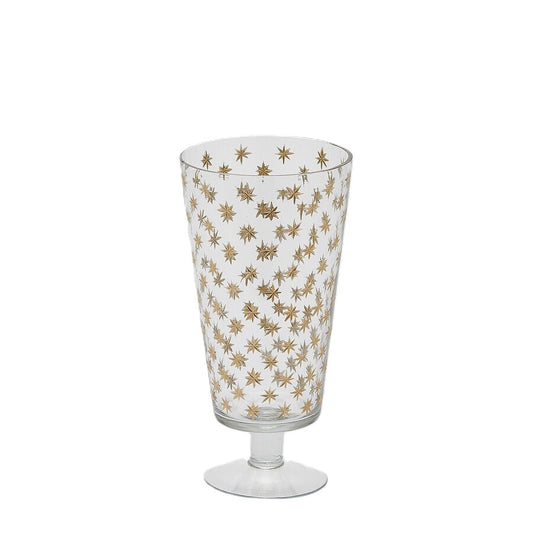 Vaso con Piede Svasato in Vetro con Stelline Dorate h. 27 cm - EDG Enzo De Gasperi