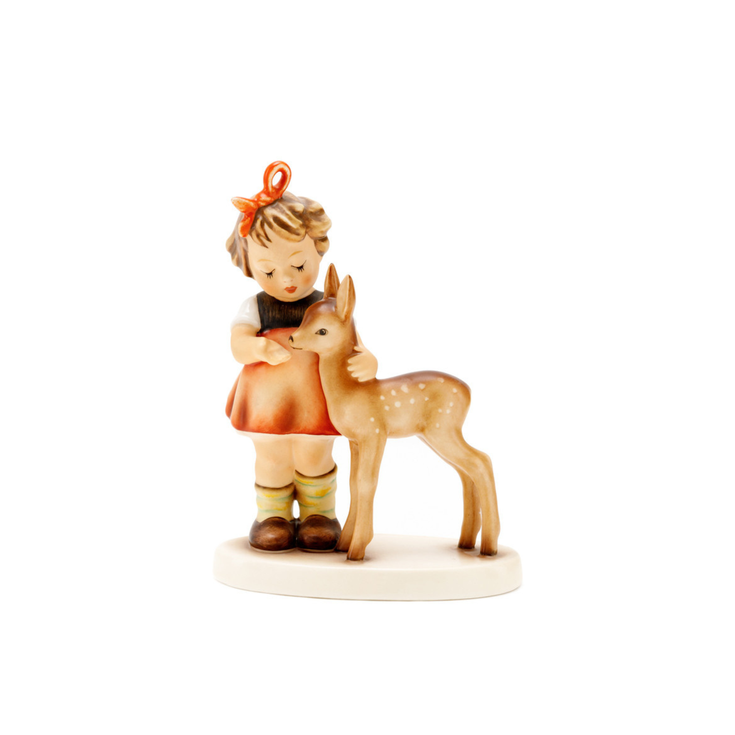 Figurina Friends - Amici Ragazza con Cervo Collezione Hummel in Porcellana H. 14 cm Goebel