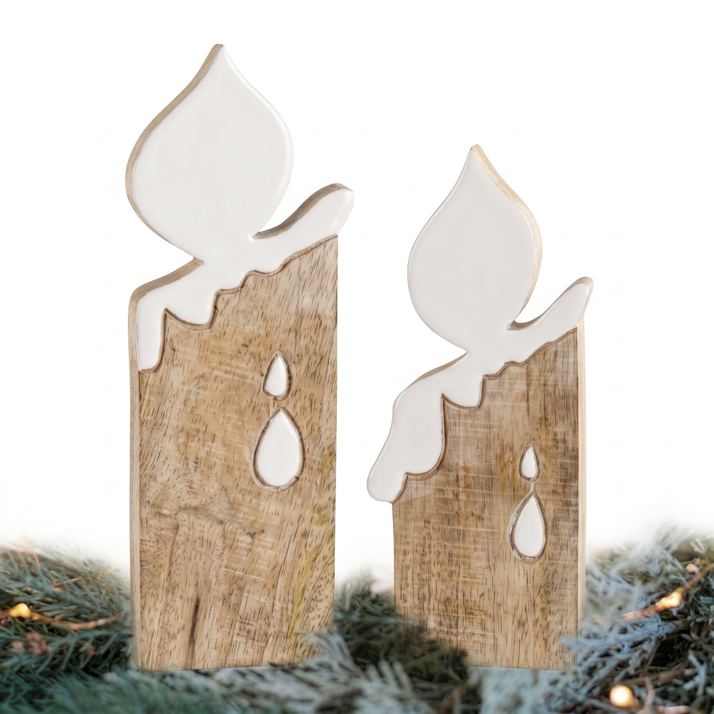 Candela Decorativa in Legno Sbiancato Blanc Mariclò