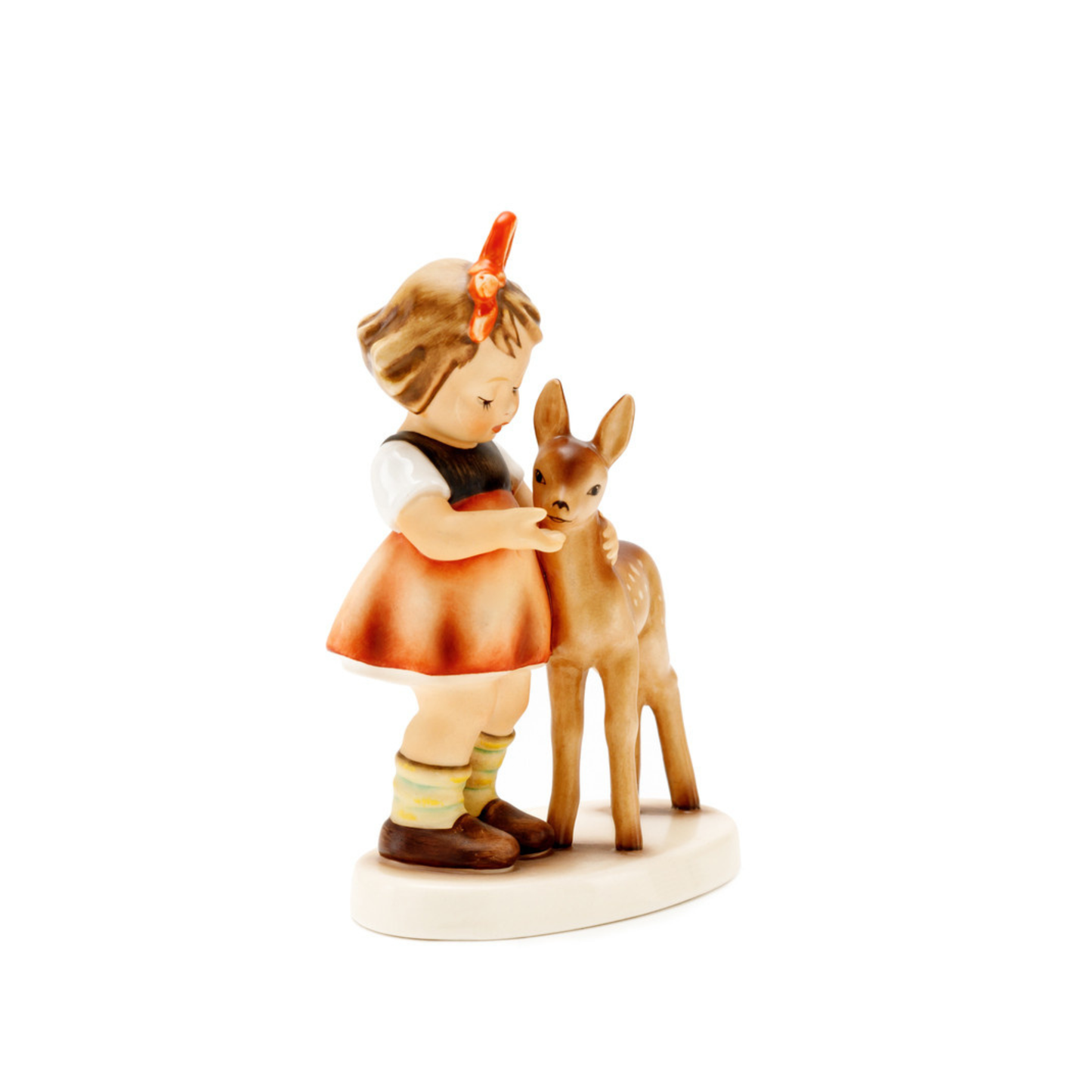 Figurina Friends - Amici Ragazza con Cervo Collezione Hummel in Porcellana H. 14 cm Goebel