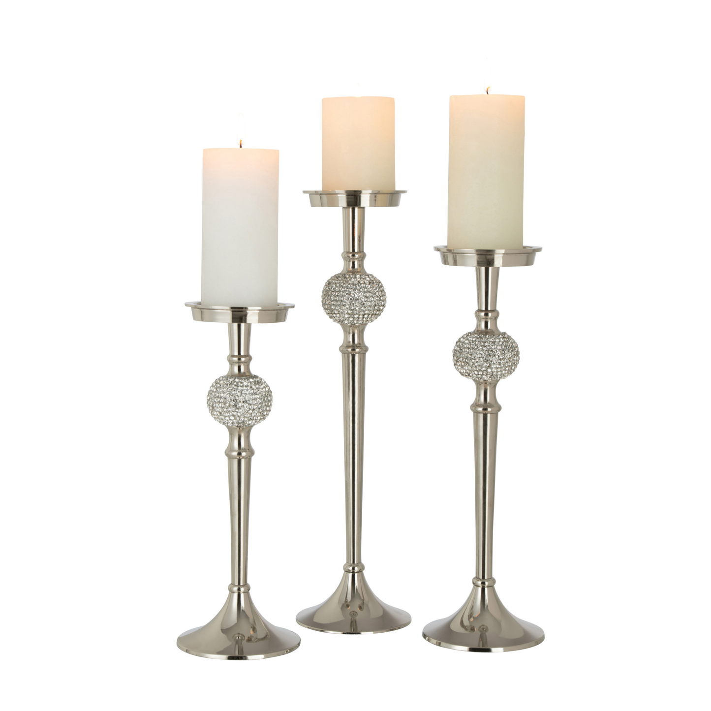 Portacandele Diamante in Alluminio Argentato - J-Line by Jolipa