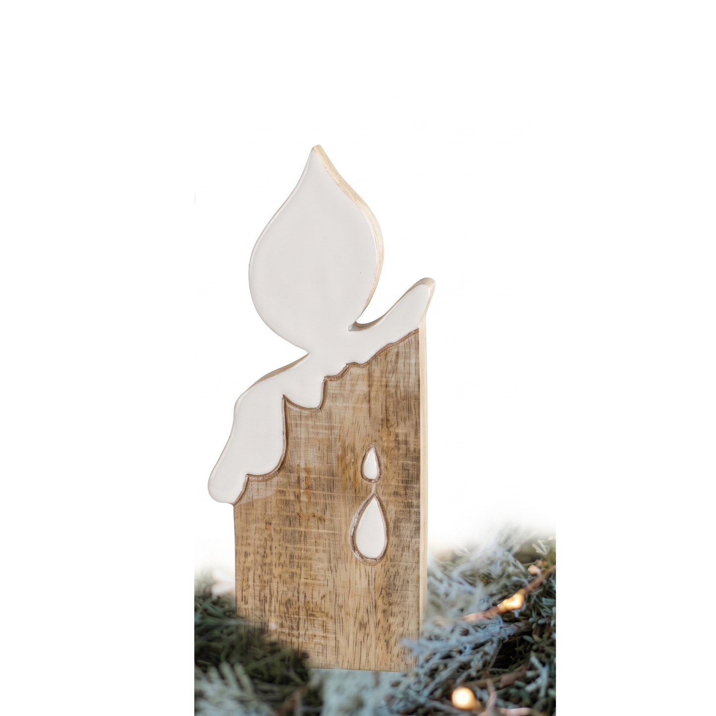 Candela Decorativa in Legno Sbiancato Blanc Mariclò