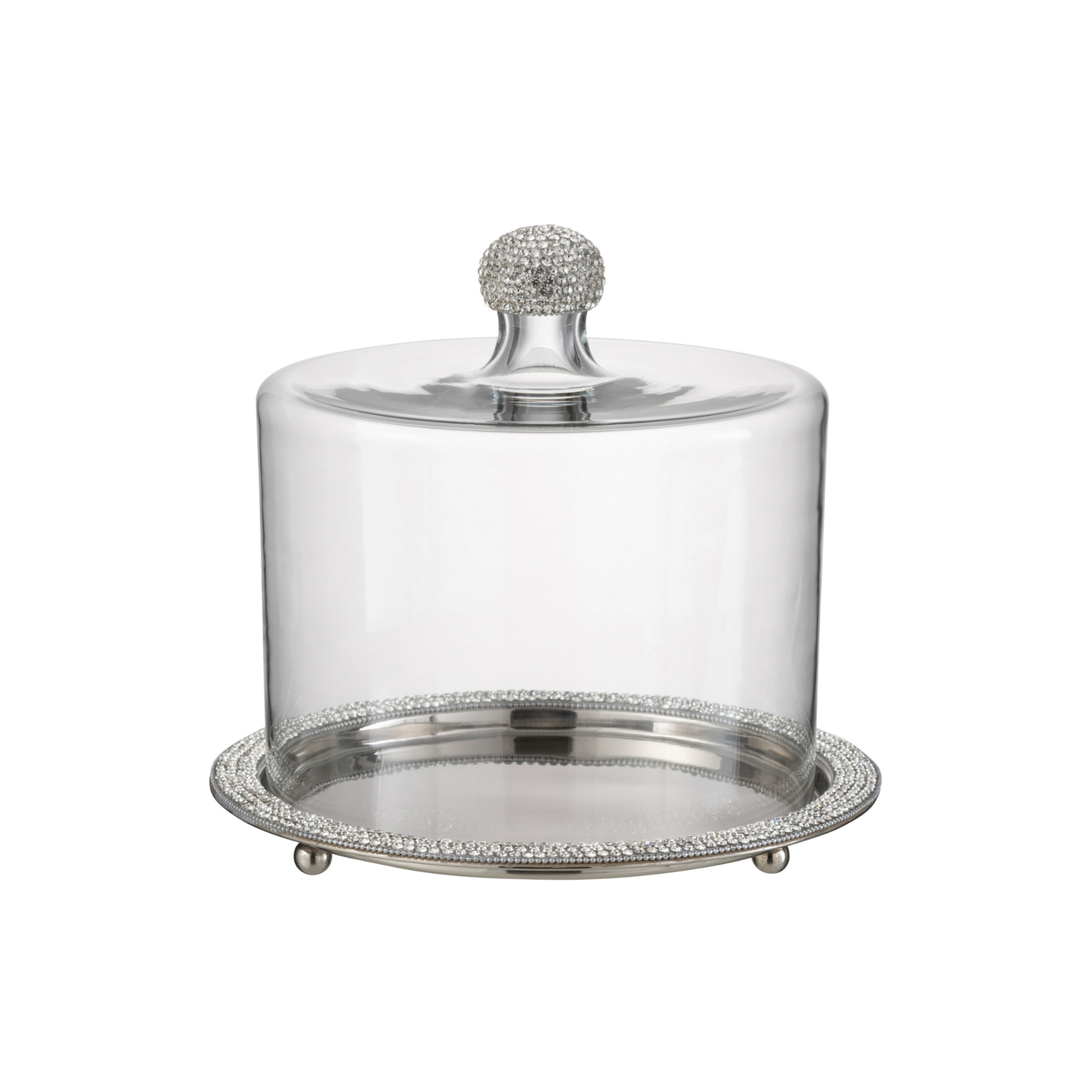 Campana Porta Dolci Diamante in Vetro e Alluminio Argentato h. 25,5 cm - J-Line by Jolipa