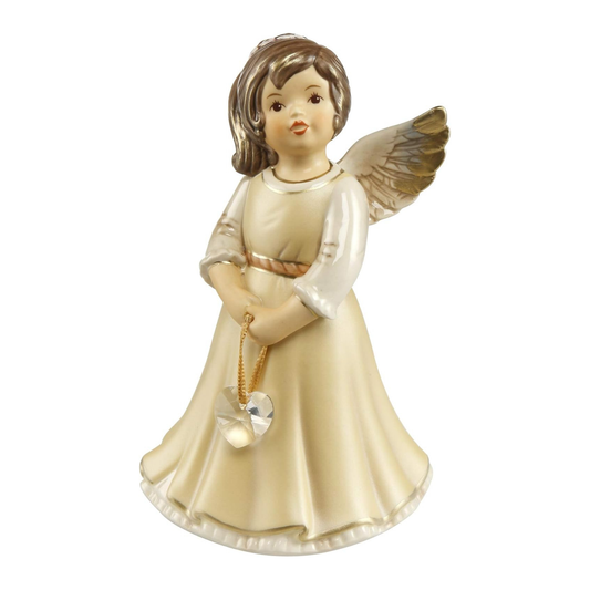 Figurina Angelo Messaggero del Cuore con Cristallo Swarovski in Porcellana H. 14 cm Goebel