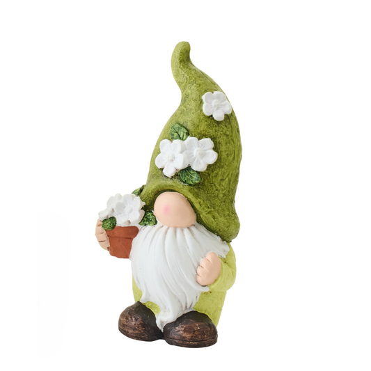 Gnomo in Argilla Verde con Luci LED Solari H. 42 cm J-Line by Jolipa