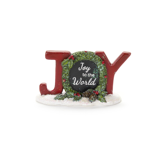 Scritta Decorativa JOY in Resina con Glitter e Pigne H. 9 cm Nuvole di Stoffa