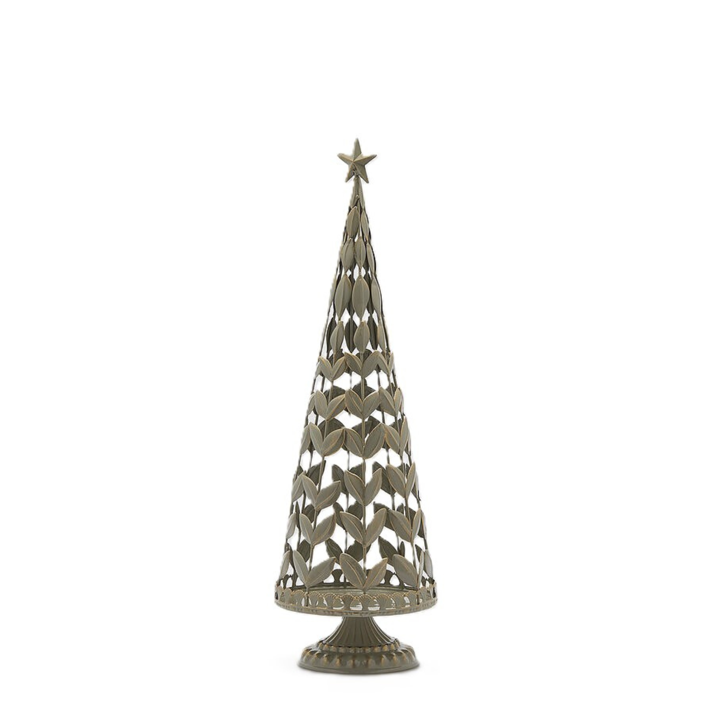Decoro Pino in Metallo a Foglie Light Grey h. 66,5 cm - EDG Enzo De Gasperi