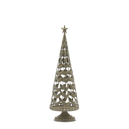 Decoro Pino in Metallo a Foglie Light Grey h. 66,5 cm - EDG Enzo De Gasperi