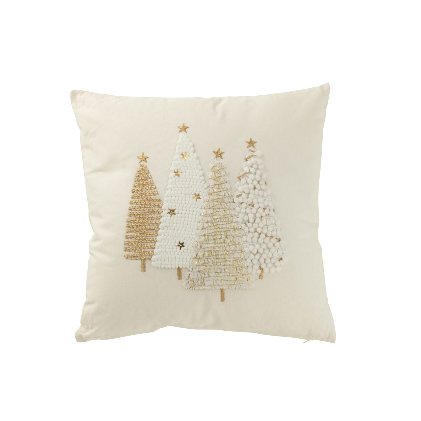 Cuscino in Cotone con Ricamo Alberi di Natale 45x45 cm J-Line by Jolipa