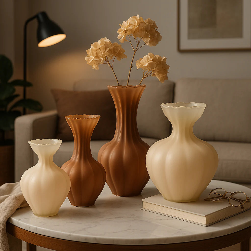 Vaso Flow Sinuoso in Vetro Tortora H. 30,5 D. 19,5 cm EDG Enzo De Gasperi