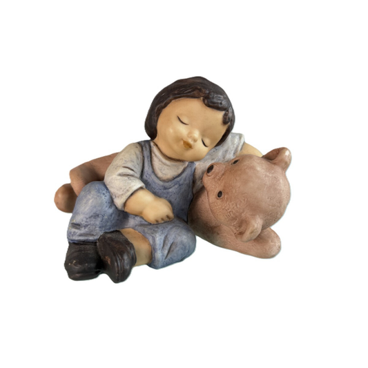 Figurina Marco con Teddy Nina e Marco in Porcellana L. 12 H. 8,5 cm Goebel