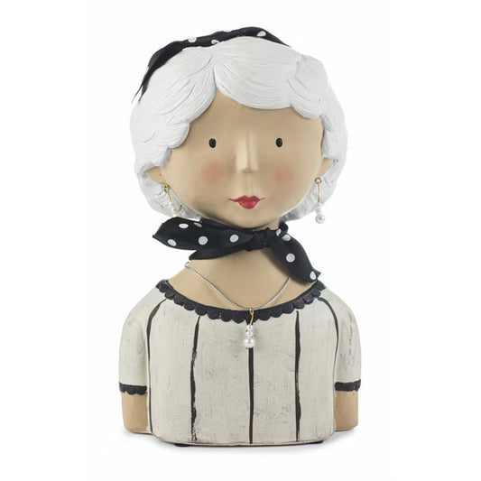 Busto Donna con Foulard e Collana Dipinto a Mano h. 28 cm - BADEN Collection