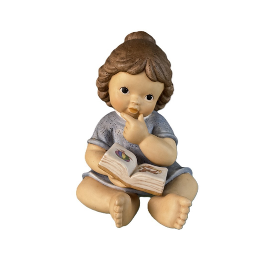 Figurina Bimba che Legge Nina e Marco in Porcellana L. 12,5 H. 18 cm Goebel