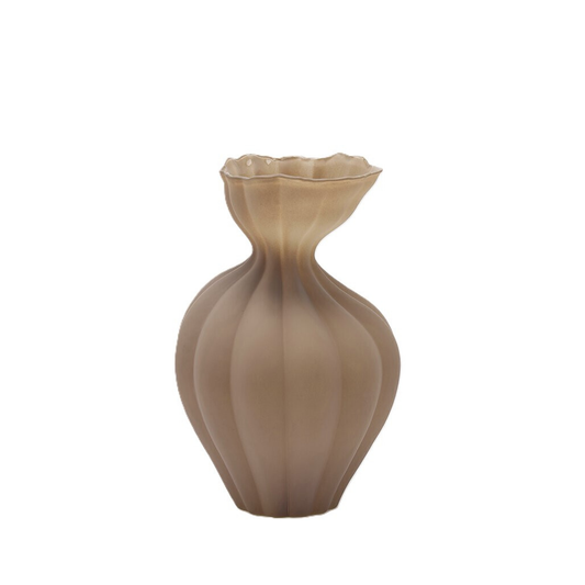 Vaso Flow Sinuoso in Vetro Tortora H. 30,5 D. 19,5 cm EDG Enzo De Gasperi