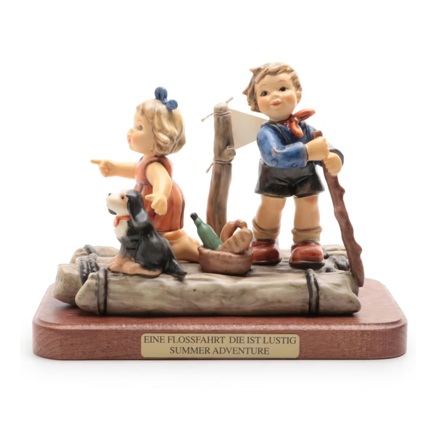 Figurina Summer Adventure - Avventura Estiva Serie Wonder of Childhood Edizione 2002 Hummel in Porcellana con Base in Legno Goebel