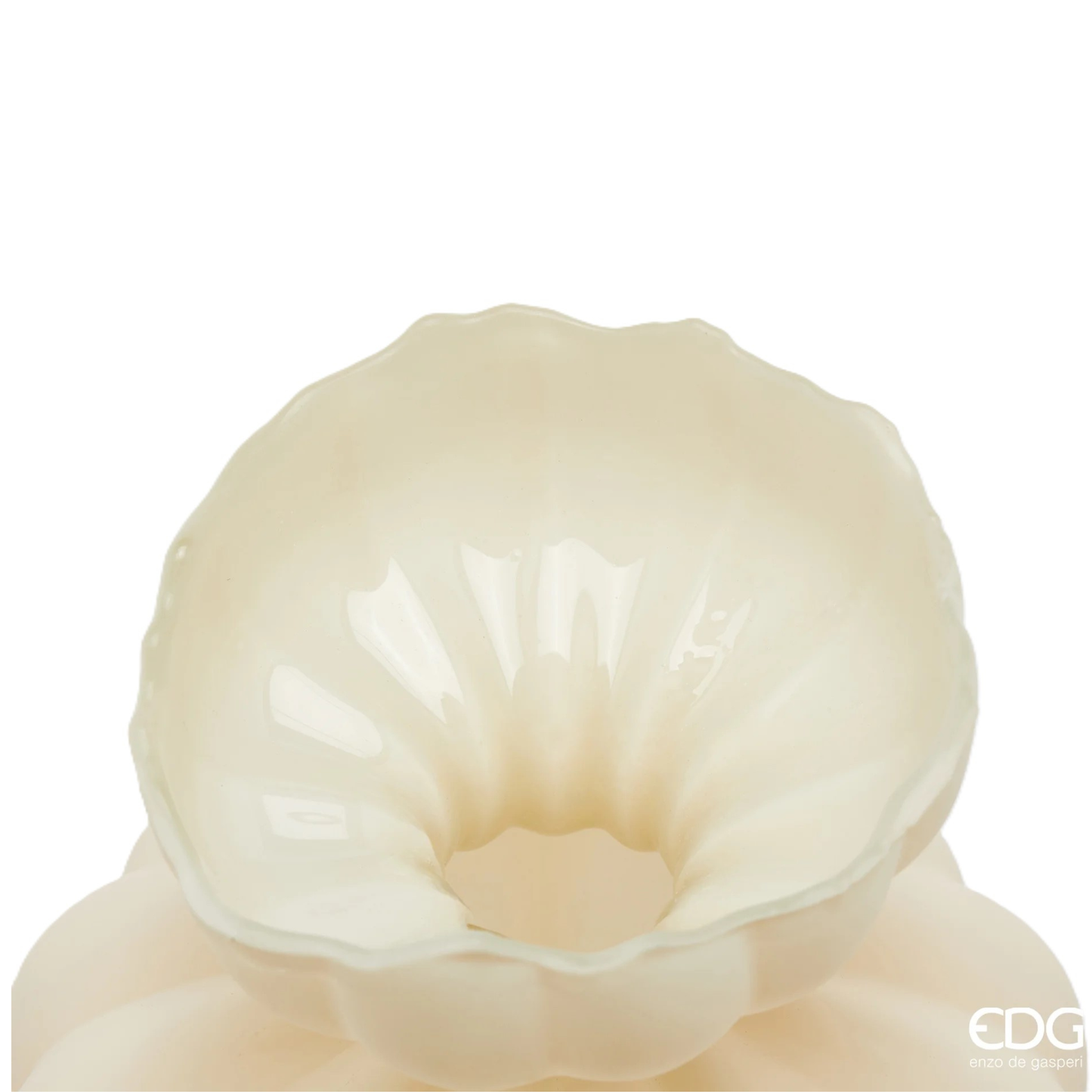 Vaso Flow Sinuoso in Vetro Avorio H. 32 D. 26 cm EDG Enzo De Gasperi