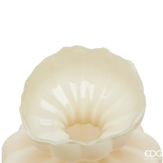 Vaso Flow Sinuoso in Vetro Avorio H. 32 D. 26 cm EDG Enzo De Gasperi