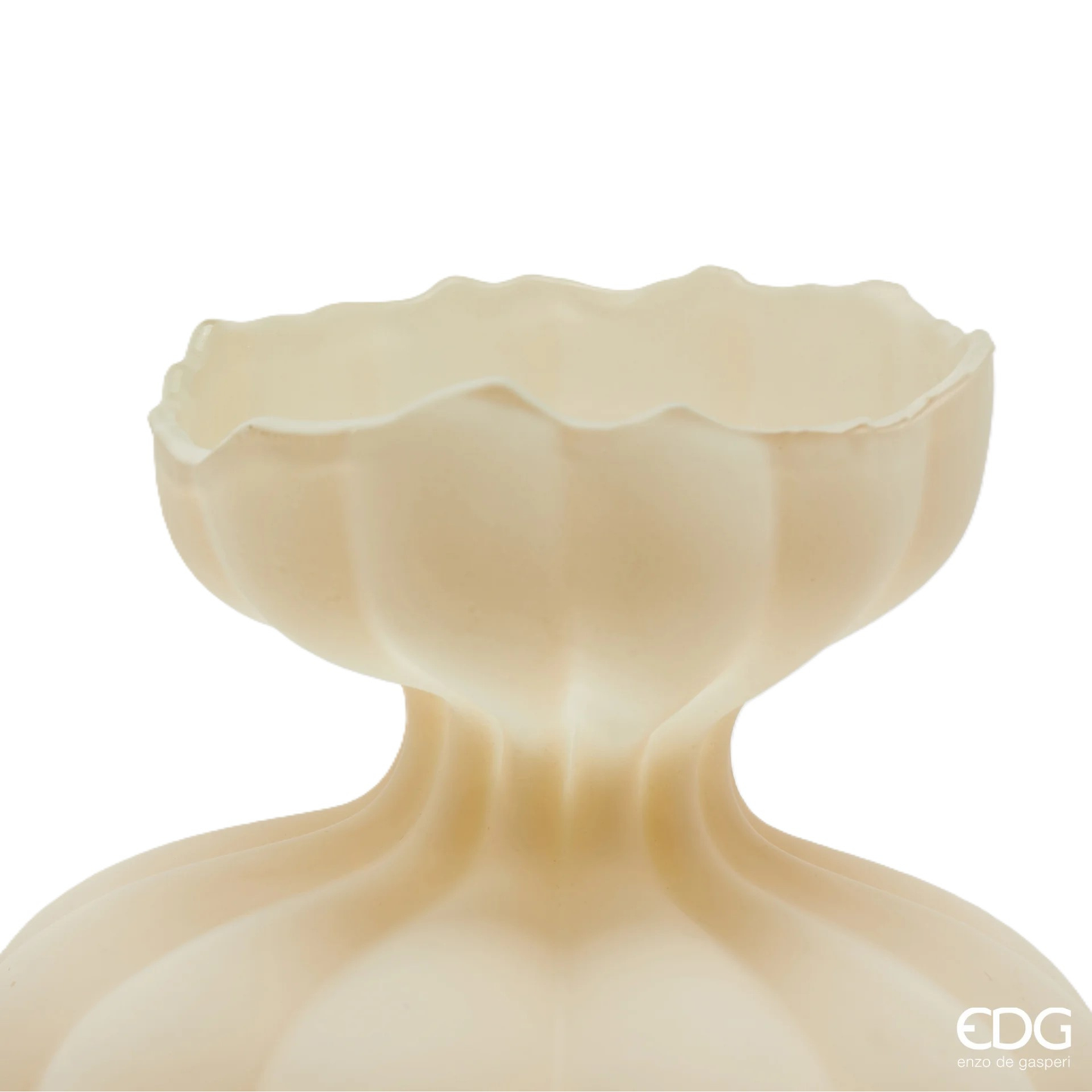 Vaso Flow Sinuoso in Vetro Avorio H. 32 D. 26 cm EDG Enzo De Gasperi