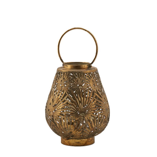 Lanterna in Metallo Oro con Foglie h. 45 cm - EDG Enzo De Gasperi
