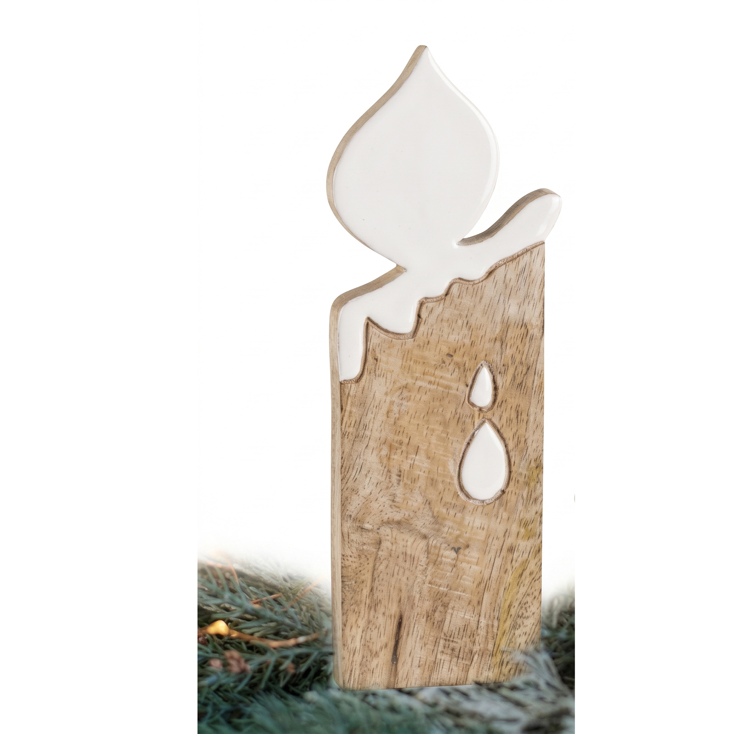 Candela Decorativa in Legno Sbiancato Blanc Mariclò