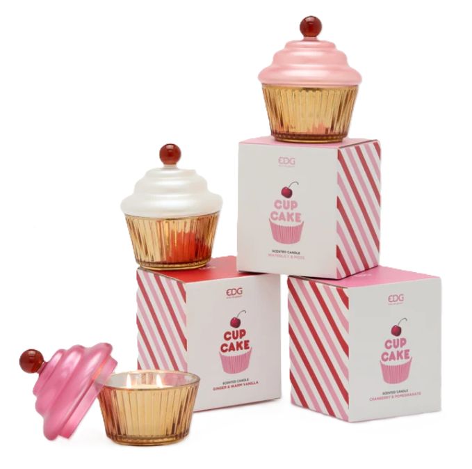 Candela Cupcake Profumata Waterlily Moss H. 14,5 cm EDG Enzo De Gasperi