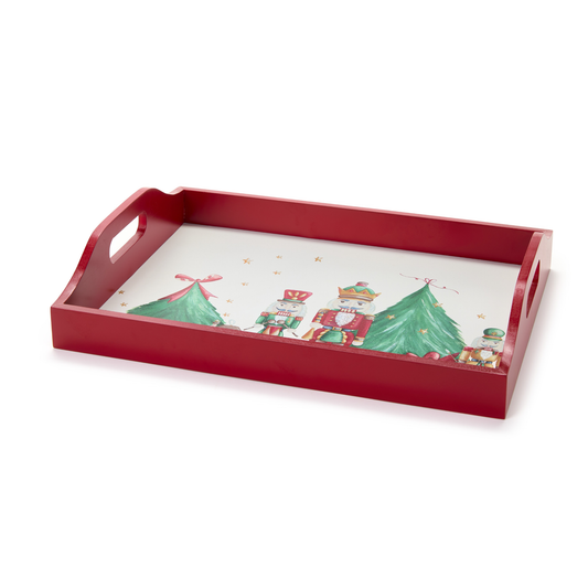 Vassoio Rettangolare in Legno Christmas Carol 40x30x8 cm Nuvole di Stoffa