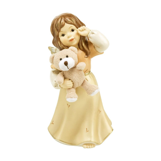 Figurina Angelo Amico Coccoloso con Orsetto in Porcellana H. 24 cm Goebel