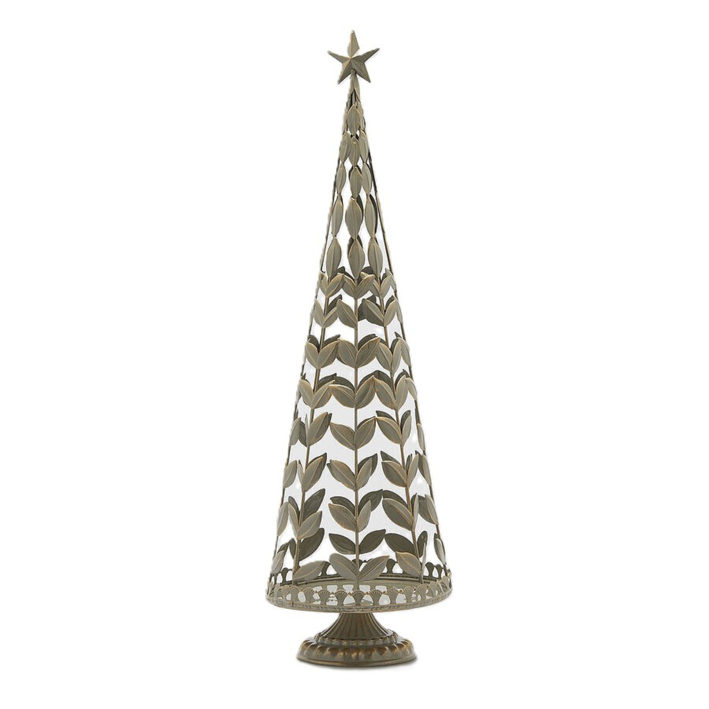 Decoro Pino in Metallo a Foglie Light Grey h. 79,5 cm - EDG Enzo De Gasperi