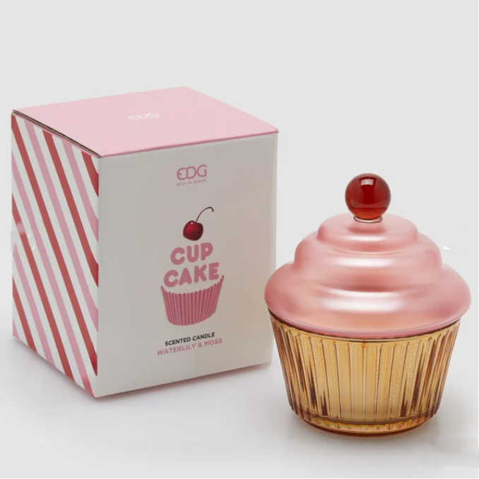Candela Cupcake Profumata Waterlily Moss H. 14,5 cm EDG Enzo De Gasperi